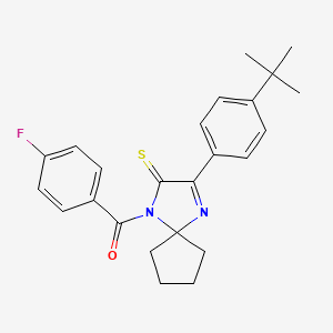 molecular formula C24H25FN2OS B2425019 3-(4-叔丁基苯基)-1-(4-氟苯甲酰)-1,4-二氮杂螺[4.4]壬-3-烯-2-硫酮 CAS No. 1223849-86-2
