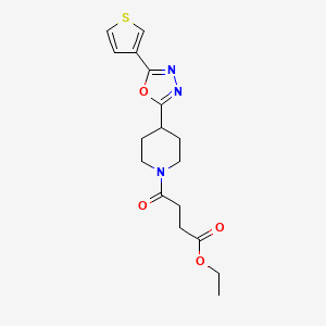 Ethyl 4-oxo-4-(4-(5-(thiophen-3-yl)-1,3,4-oxadiazol-2-yl)piperidin-1-yl)butanoate