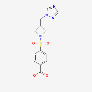 molecular formula C14H16N4O4S B2425025 4-((3-((1H-1,2,4-三唑-1-基)甲基)氮杂环丁烷-1-基)磺酰基)苯甲酸甲酯 CAS No. 2309799-76-4