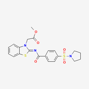 Methyl 2-[2-(4-pyrrolidin-1-ylsulfonylbenzoyl)imino-1,3-benzothiazol-3-yl]acetate