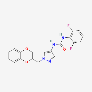 B2425054 1-(2,6-difluorophenyl)-3-(1-((2,3-dihydrobenzo[b][1,4]dioxin-2-yl)methyl)-1H-pyrazol-4-yl)urea CAS No. 1797553-53-7