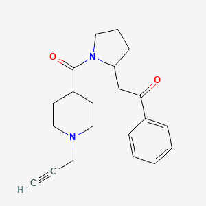 molecular formula C21H26N2O2 B2425057 1-Phenyl-2-[1-(1-prop-2-ynylpiperidine-4-carbonyl)pyrrolidin-2-yl]ethanone CAS No. 1607256-53-0