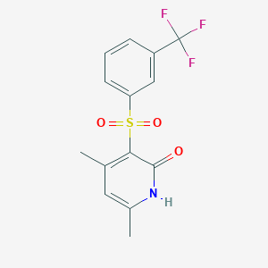 molecular formula C14H12F3NO3S B2425075 4,6-dimethyl-3-{[3-(trifluoromethyl)phenyl]sulfonyl}-2(1H)-pyridinone CAS No. 861212-06-8