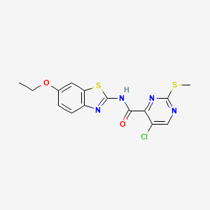 molecular formula C15H13ClN4O2S2 B2425079 5-chloro-N-(6-ethoxy-1,3-benzothiazol-2-yl)-2-(methylsulfanyl)pyrimidine-4-carboxamide CAS No. 879940-07-5
