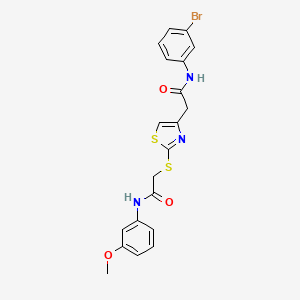 molecular formula C20H18BrN3O3S2 B2425080 N-(3-bromophenyl)-2-(2-((2-((3-methoxyphenyl)amino)-2-oxoethyl)thio)thiazol-4-yl)acetamide CAS No. 941937-76-4