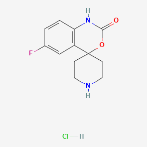 molecular formula C12H14ClFN2O2 B2425084 6-氟螺[1H-3,1-苯并恶嗪-4,4'-哌啶]-2-酮；盐酸盐 CAS No. 1036926-61-0