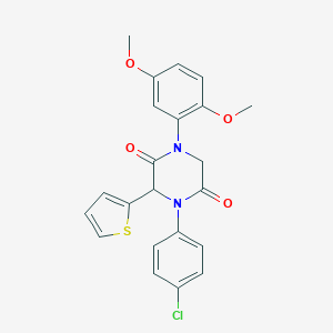 molecular formula C22H19ClN2O4S B242509 4-(4-Chlorophenyl)-1-(2,5-dimethoxyphenyl)-3-(2-thienyl)-2,5-piperazinedione 