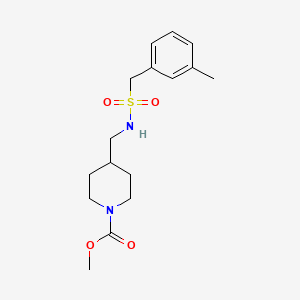 molecular formula C16H24N2O4S B2425094 4-((间甲苯甲基磺酰胺)甲基)哌啶-1-甲酸甲酯 CAS No. 1235062-13-1