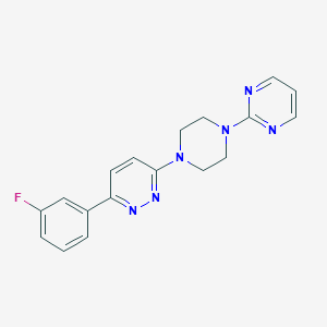 molecular formula C18H17FN6 B2425099 3-(3-Fluorophenyl)-6-(4-pyrimidin-2-ylpiperazin-1-yl)pyridazine CAS No. 2380174-18-3