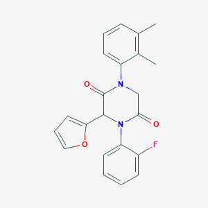 molecular formula C22H19FN2O3 B242510 1-(2,3-Dimethylphenyl)-4-(2-fluorophenyl)-3-(2-furyl)-2,5-piperazinedione 