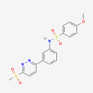 molecular formula C18H17N3O5S2 B2425101 4-methoxy-N-(3-(6-(methylsulfonyl)pyridazin-3-yl)phenyl)benzenesulfonamide CAS No. 1005303-80-9