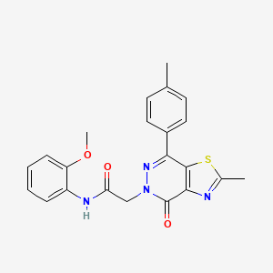 molecular formula C22H20N4O3S B2425106 N-(2-甲氧基苯基)-2-(2-甲基-4-氧代-7-(对甲苯基)噻唑并[4,5-d]嘧啶-5(4H)-基)乙酰胺 CAS No. 941897-45-6