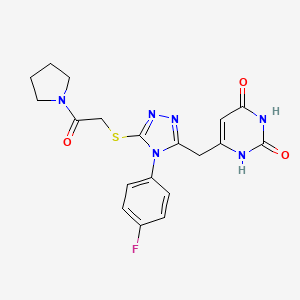 6-((4-(4-fluorophenyl)-5-((2-oxo-2-(pyrrolidin-1-yl)ethyl)thio)-4H-1,2,4-triazol-3-yl)methyl)pyrimidine-2,4(1H,3H)-dione