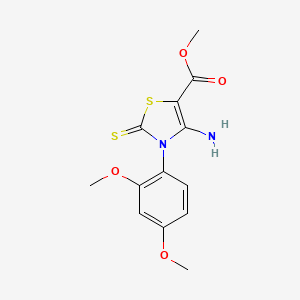 molecular formula C13H14N2O4S2 B2425129 Methyl 4-amino-3-(2,4-dimethoxyphenyl)-2-sulfanylidene-1,3-thiazole-5-carboxylate CAS No. 688337-75-9