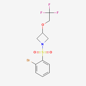 molecular formula C11H11BrF3NO3S B2425131 1-((2-Bromophenyl)sulfonyl)-3-(2,2,2-trifluoroethoxy)azetidine CAS No. 2034339-58-5