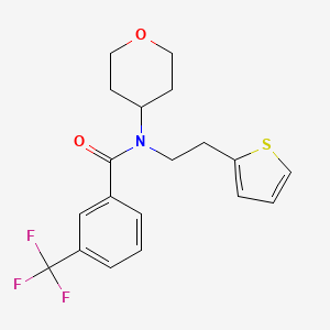 N-(tetrahydro-2H-pyran-4-yl)-N-(2-(thiophen-2-yl)ethyl)-3-(trifluoromethyl)benzamide