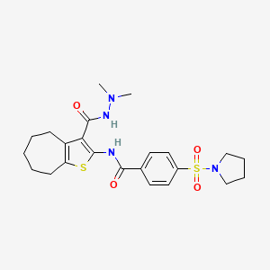 N-(3-(2,2-dimethylhydrazinecarbonyl)-5,6,7,8-tetrahydro-4H-cyclohepta[b]thiophen-2-yl)-4-(pyrrolidin-1-ylsulfonyl)benzamide