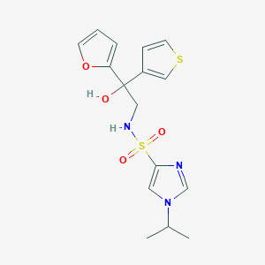 molecular formula C16H19N3O4S2 B2425179 N-(2-(フラン-2-イル)-2-ヒドロキシ-2-(チオフェン-3-イル)エチル)-1-イソプロピル-1H-イミダゾール-4-スルホンアミド CAS No. 2034483-86-6