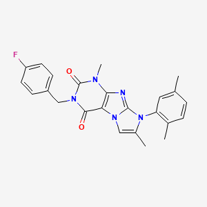 molecular formula C24H22FN5O2 B2425181 8-(2,5-dimethylphenyl)-3-(4-fluorobenzyl)-1,7-dimethyl-1H-imidazo[2,1-f]purine-2,4(3H,8H)-dione CAS No. 899987-42-9