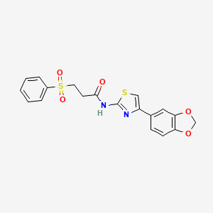N-(4-(benzo[d][1,3]dioxol-5-yl)thiazol-2-yl)-3-(phenylsulfonyl)propanamide