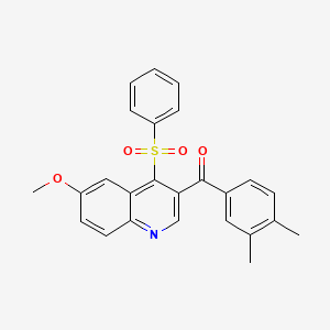 molecular formula C25H21NO4S B2425204 (3,4-Dimethylphenyl)(6-methoxy-4-(phenylsulfonyl)quinolin-3-yl)methanone CAS No. 899760-05-5