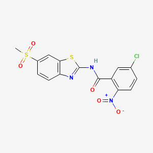 molecular formula C15H10ClN3O5S2 B2425206 5-chloro-N-[6-(methylsulfonyl)-1,3-benzothiazol-2-yl]-2-nitrobenzamide CAS No. 330201-83-7