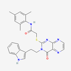 2-({3-[2-(1H-indol-3-yl)ethyl]-4-oxo-3,4-dihydropteridin-2-yl}thio)-N-mesitylacetamide