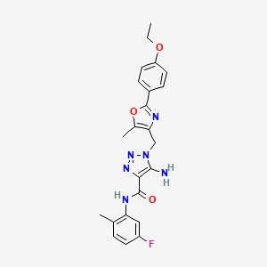 molecular formula C23H23FN6O3 B2425209 5-amino-1-{[2-(4-ethoxyphenyl)-5-methyl-1,3-oxazol-4-yl]methyl}-N-(5-fluoro-2-methylphenyl)-1H-1,2,3-triazole-4-carboxamide CAS No. 1251598-90-9