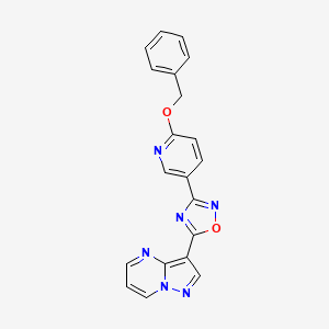 molecular formula C20H14N6O2 B2425211 3-(6-Phenylmethoxypyridin-3-yl)-5-pyrazolo[1,5-a]pyrimidin-3-yl-1,2,4-oxadiazole CAS No. 2416243-05-3