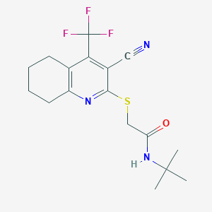 N-tert-butyl-2-{[3-cyano-4-(trifluoromethyl)-5,6,7,8-tetrahydroquinolin-2-yl]sulfanyl}acetamide