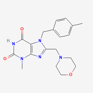molecular formula C19H23N5O3 B2425220 3-methyl-7-(4-methylbenzyl)-8-(morpholin-4-ylmethyl)-3,7-dihydro-1H-purine-2,6-dione CAS No. 847407-91-4