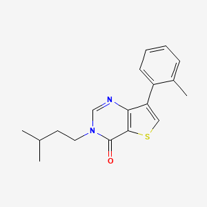 molecular formula C18H20N2OS B2425221 3-(3-メチルブチル)-7-(2-メチルフェニル)-3H,4H-チエノ[3,2-d]ピリミジン-4-オン CAS No. 1207050-52-9