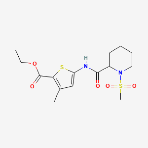 molecular formula C15H22N2O5S2 B2425225 Ethyl 3-methyl-5-(1-(methylsulfonyl)piperidine-2-carboxamido)thiophene-2-carboxylate CAS No. 1214859-48-9