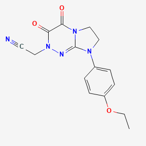 molecular formula C15H15N5O3 B2425229 2-(8-(4-ethoxyphenyl)-3,4-dioxo-3,4,7,8-tetrahydroimidazo[2,1-c][1,2,4]triazin-2(6H)-yl)acetonitrile CAS No. 941936-43-2
