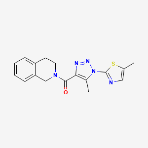 molecular formula C17H17N5OS B2425230 (3,4-dihydroisoquinolin-2(1H)-yl)(5-methyl-1-(5-methylthiazol-2-yl)-1H-1,2,3-triazol-4-yl)methanone CAS No. 1251564-45-0
