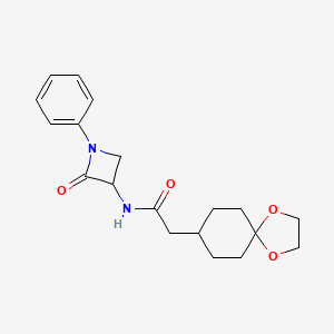 molecular formula C19H24N2O4 B2425234 2-{1,4-dioxaspiro[4.5]decan-8-yl}-N-(2-oxo-1-phenylazetidin-3-yl)acetamide CAS No. 1825345-69-4