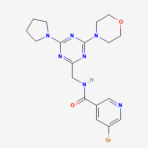molecular formula C18H22BrN7O2 B2425237 5-溴-N-((4-吗啉-6-(吡咯烷-1-基)-1,3,5-三嗪-2-基)甲基)烟酰胺 CAS No. 2034409-90-8