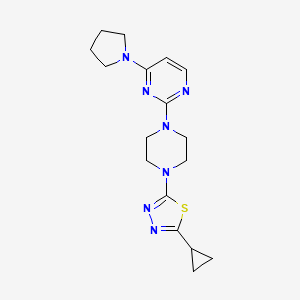 molecular formula C17H23N7S B2425240 2-Cyclopropyl-5-[4-(4-pyrrolidin-1-ylpyrimidin-2-yl)piperazin-1-yl]-1,3,4-thiadiazole CAS No. 2415465-98-2