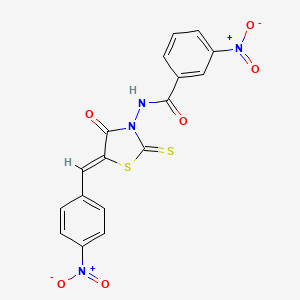 3-nitro-N-[(5Z)-5-[(4-nitrophenyl)methylidene]-4-oxo-2-sulfanylidene-1,3-thiazolidin-3-yl]benzamide