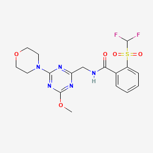molecular formula C17H19F2N5O5S B2425298 2-((difluoromethyl)sulfonyl)-N-((4-methoxy-6-morpholino-1,3,5-triazin-2-yl)methyl)benzamide CAS No. 2034471-23-1