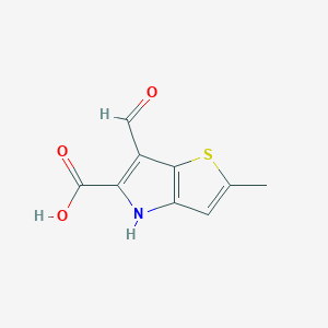 molecular formula C9H7NO3S B2425327 6-Formyl-2-methyl-4H-thieno[3,2-b]pyrrole-5-carboxylic acid CAS No. 842112-66-7