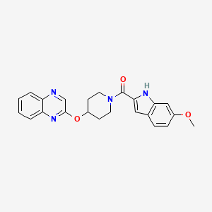 molecular formula C23H22N4O3 B2425333 (6-methoxy-1H-indol-2-yl)(4-(quinoxalin-2-yloxy)piperidin-1-yl)methanone CAS No. 1706222-90-3