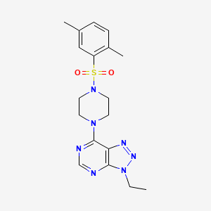 molecular formula C18H23N7O2S B2425375 7-(4-((2,5-dimethylphenyl)sulfonyl)piperazin-1-yl)-3-ethyl-3H-[1,2,3]triazolo[4,5-d]pyrimidine CAS No. 1058387-98-6