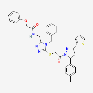 N-((4-benzyl-5-((2-oxo-2-(3-(thiophen-2-yl)-5-(p-tolyl)-4,5-dihydro-1H-pyrazol-1-yl)ethyl)thio)-4H-1,2,4-triazol-3-yl)methyl)-2-phenoxyacetamide