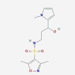 molecular formula C13H19N3O4S B2425412 N-(3-hydroxy-3-(1-methyl-1H-pyrrol-2-yl)propyl)-3,5-dimethylisoxazole-4-sulfonamide CAS No. 1788677-85-9