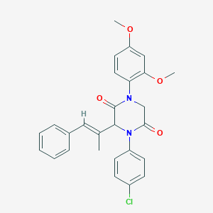 molecular formula C27H25ClN2O4 B242543 4-(4-chlorophenyl)-1-(2,4-dimethoxyphenyl)-3-[(E)-1-methyl-2-phenylethenyl]-2,5-piperazinedione 