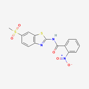 molecular formula C15H11N3O5S2 B2425454 N-(6-甲基磺酰基-1,3-苯并噻唑-2-基)-2-硝基苯甲酰胺 CAS No. 313469-70-4