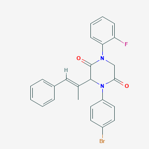 molecular formula C25H20BrFN2O2 B242548 4-(4-bromophenyl)-1-(2-fluorophenyl)-3-[(E)-1-methyl-2-phenylethenyl]-2,5-piperazinedione 