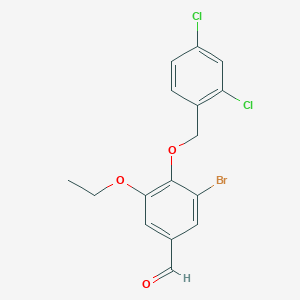 molecular formula C16H13BrCl2O3 B2425490 3-Bromo-4-[(2,4-dichlorobenzyl)oxy]-5-ethoxybenzaldehyde CAS No. 345980-30-5