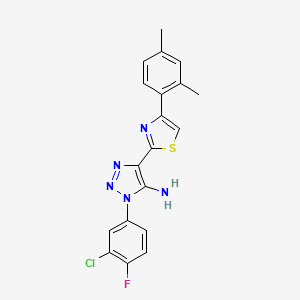 molecular formula C19H15ClFN5S B2425491 1-(3-chloro-4-fluorophenyl)-4-[4-(2,4-dimethylphenyl)-1,3-thiazol-2-yl]-1H-1,2,3-triazol-5-amine CAS No. 1251593-70-0